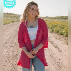 Sterling Kreek Pink Mesh Cardigan